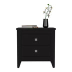HomeRoots Table de chevet à deux tiroirs en bois noir 24 po