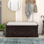 Banc de rangement capitonné multifonction 4 portes Farmhouse 42.70 avec étagères réglables et range-chaussures pour entrée