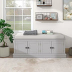 Banc de rangement capitonné multifonction 4 portes Farmhouse 42.70 avec étagères réglables et range-chaussures pour entrée