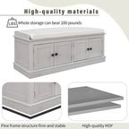 Banc de rangement capitonné multifonction 4 portes Farmhouse 42.70 avec étagères réglables et range-chaussures pour entrée