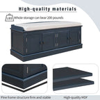 Banc de rangement capitonné multifonction 4 portes Farmhouse 42.70 avec étagères réglables et range-chaussures pour entrée