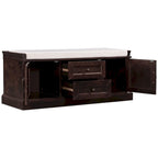 Banc de rangement capitonné de style campagnard avec 2 tiroirs et 2 placards