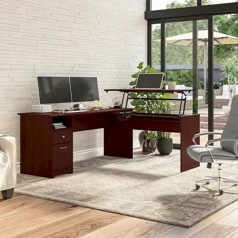 Bureau assis-debout en L à 3 positions de 72 W de Bush Furniture