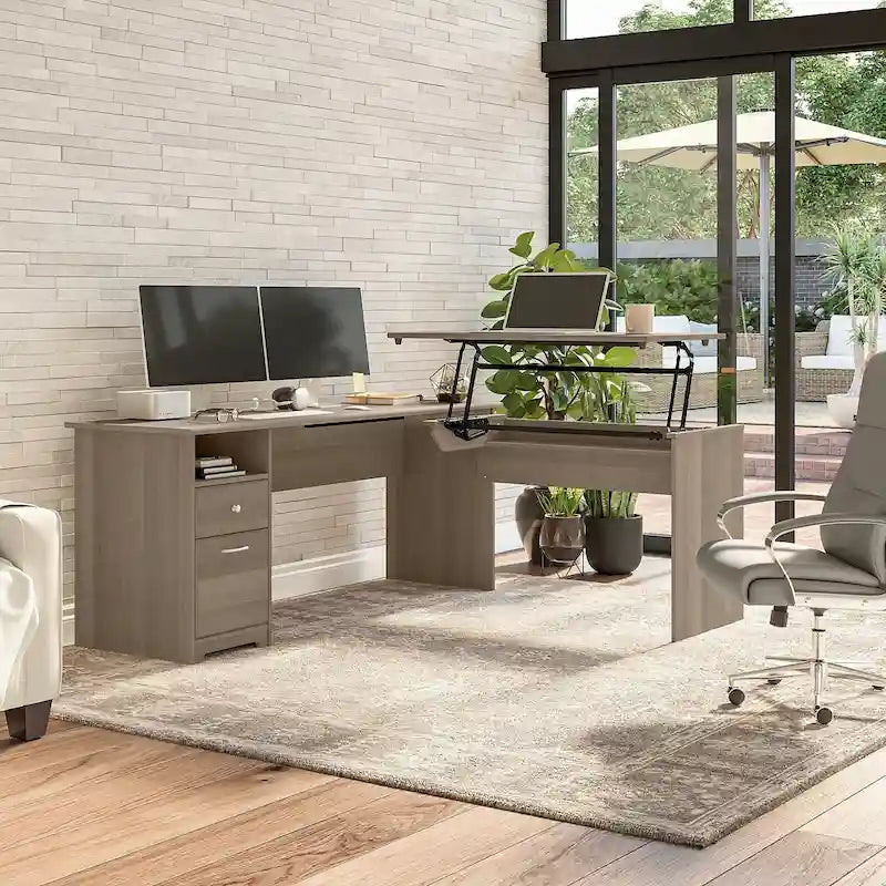 Bureau assis-debout en L à 3 positions de 72 W de Bush Furniture