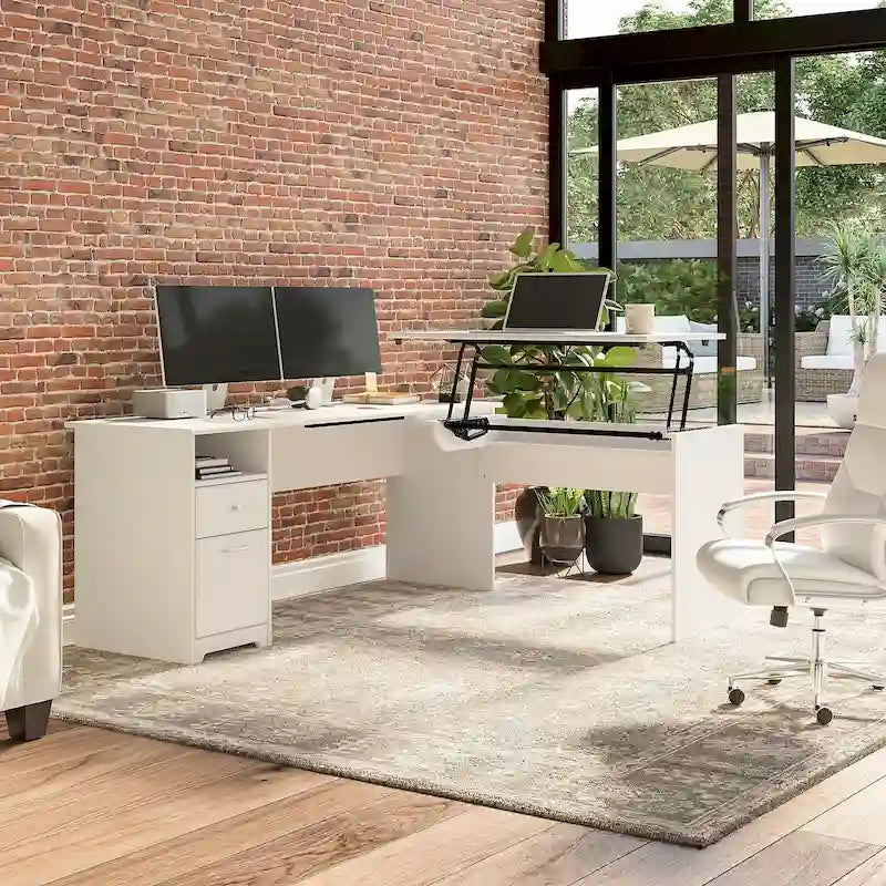 Bureau assis-debout en L à 3 positions de 72 W de Bush Furniture