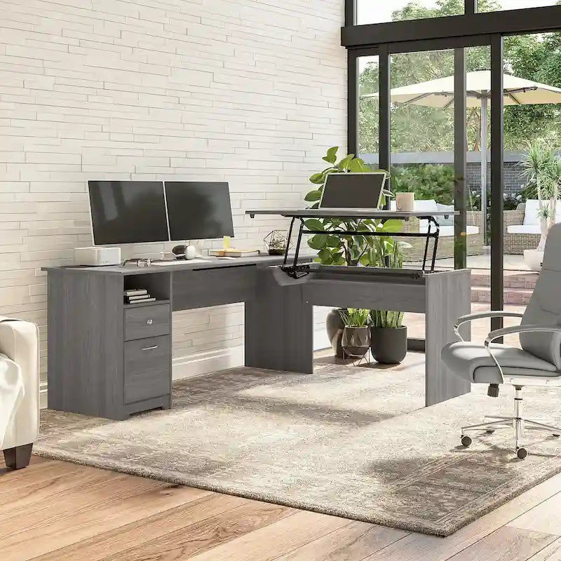 Bureau assis-debout en L à 3 positions de 72 W de Bush Furniture