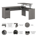 Bureau assis-debout en L à 3 positions de 72 W de Bush Furniture