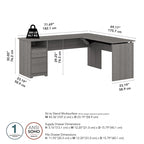 Bureau assis-debout en L à 3 positions de 72 W de Bush Furniture