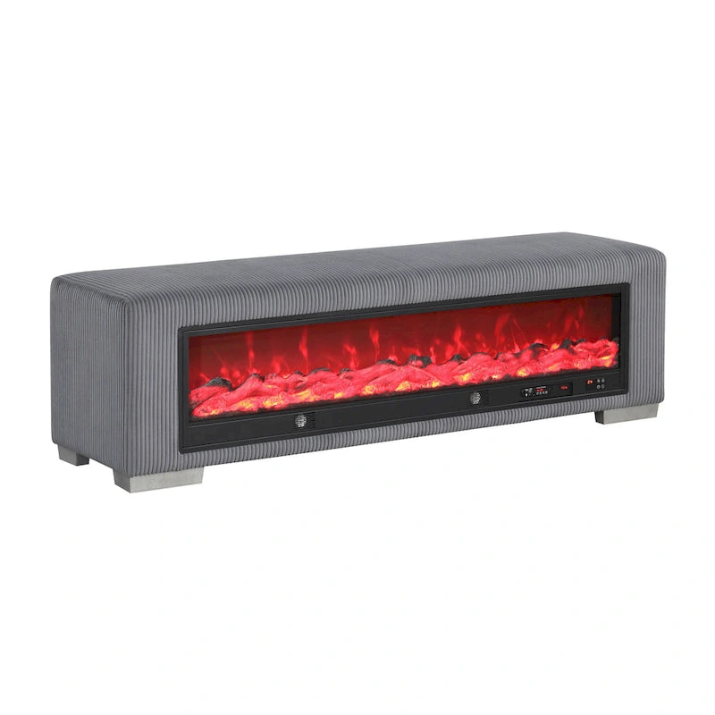 Banc en chenille avec simulateur de cheminée et audio Bluetooth