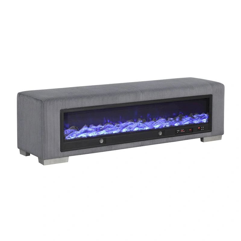 Banc en chenille avec simulateur de cheminée et audio Bluetooth