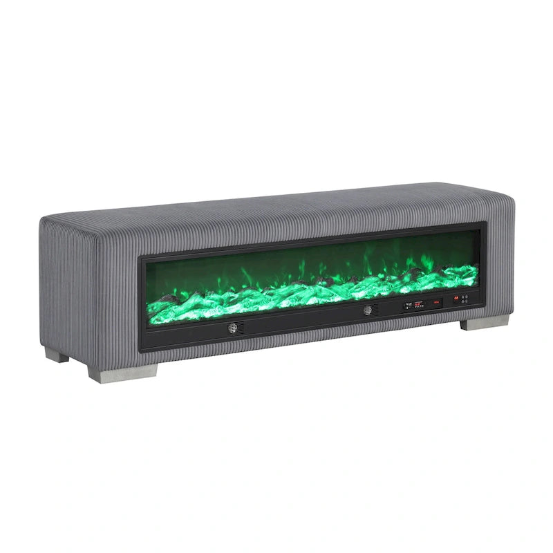 Banc en chenille avec simulateur de cheminée et audio Bluetooth