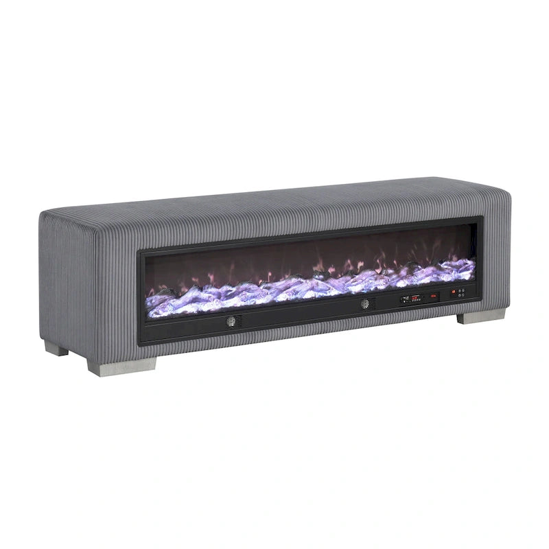 Banc en chenille avec simulateur de cheminée et audio Bluetooth
