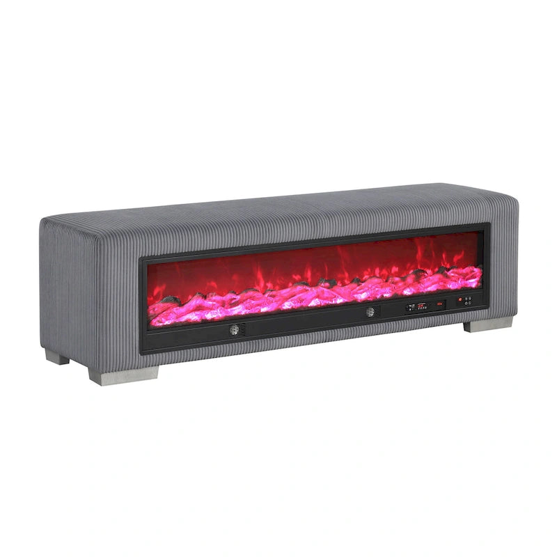 Banc en chenille avec simulateur de cheminée et audio Bluetooth