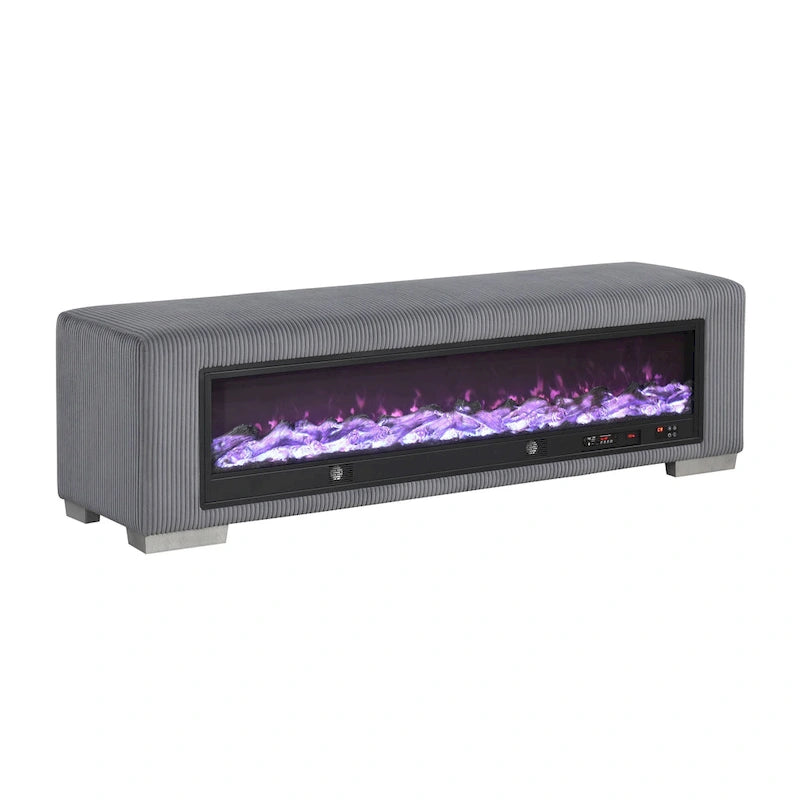 Banc en chenille avec simulateur de cheminée et audio Bluetooth