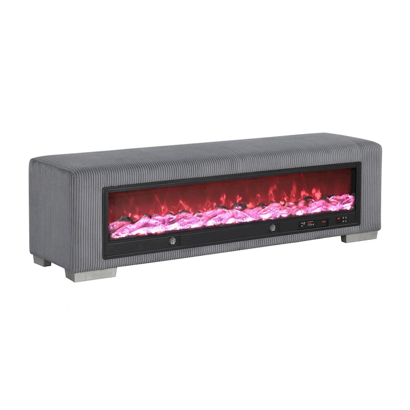 Banc en chenille avec simulateur de cheminée et audio Bluetooth