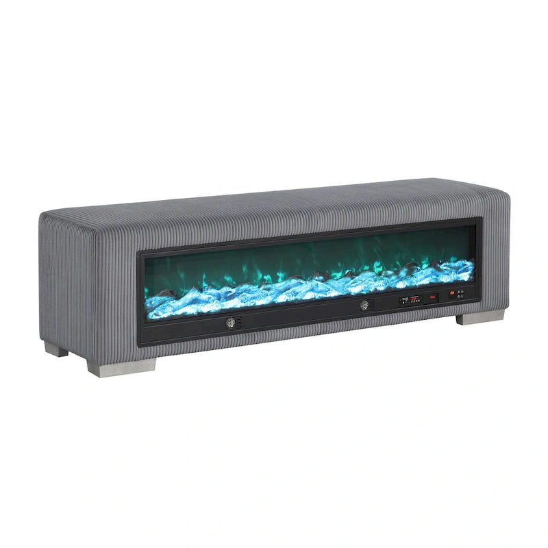 Banc en chenille avec simulateur de cheminée et audio Bluetooth