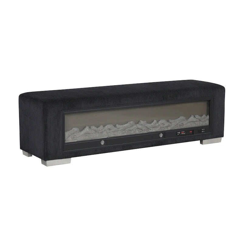 Banc en chenille avec simulateur de cheminée et audio Bluetooth