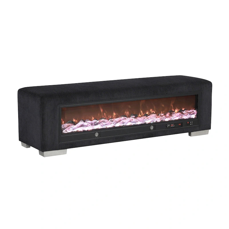 Banc en chenille avec simulateur de cheminée et audio Bluetooth