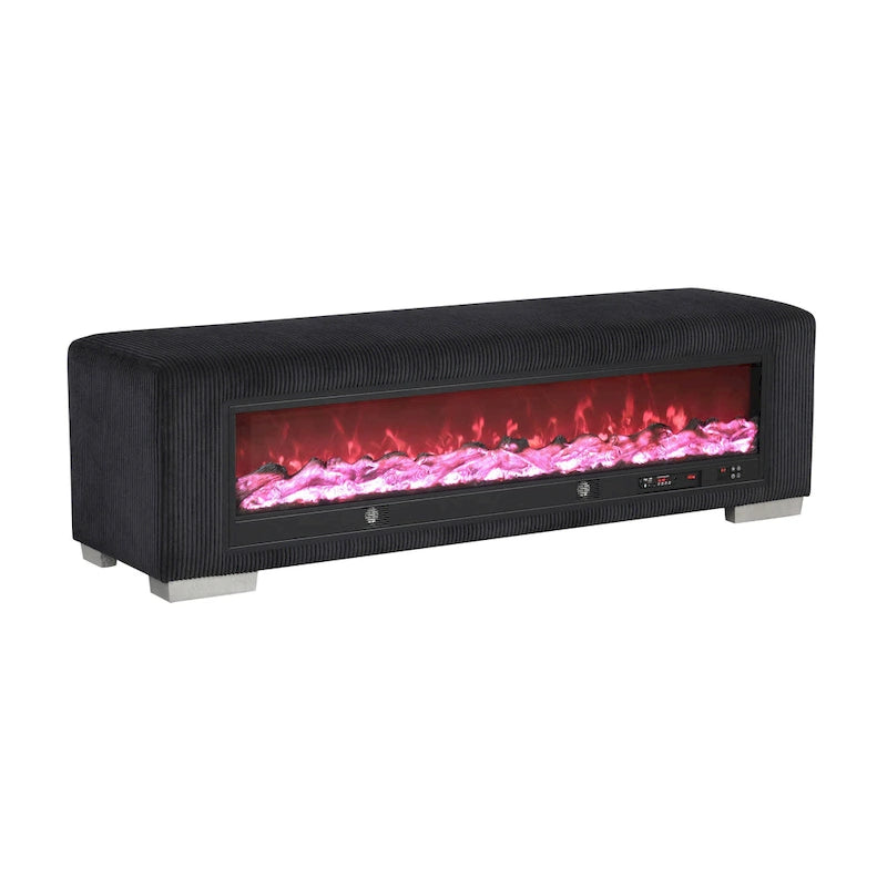 Banc en chenille avec simulateur de cheminée et audio Bluetooth
