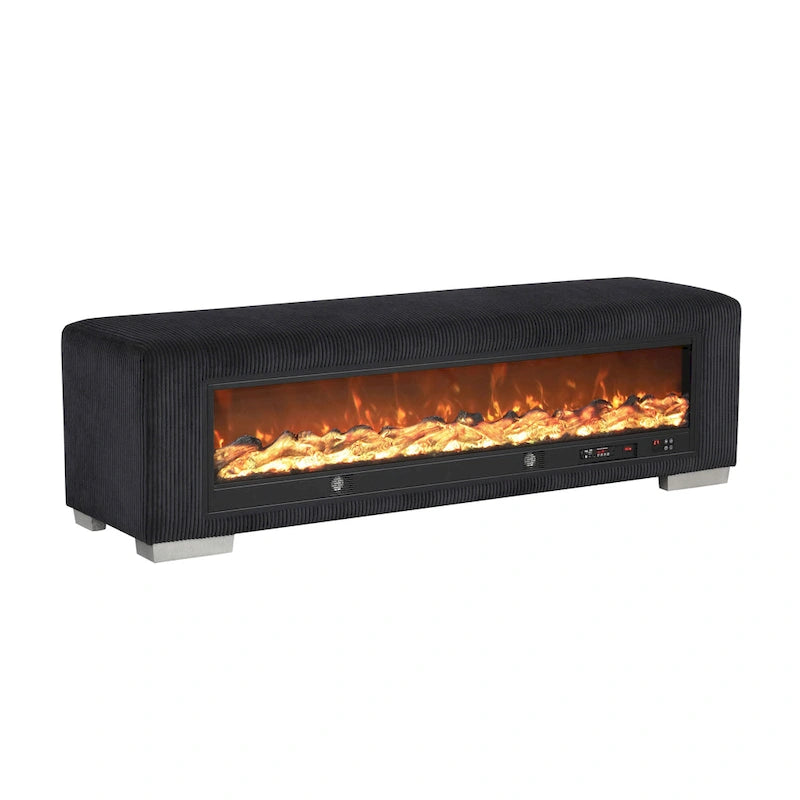 Banc en chenille avec simulateur de cheminée et audio Bluetooth