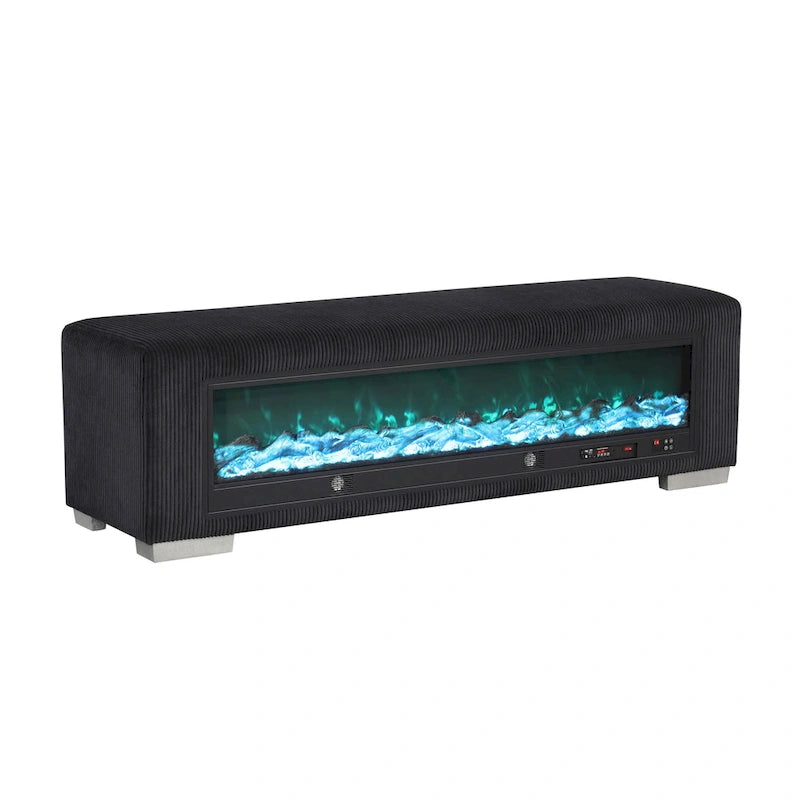 Banc en chenille avec simulateur de cheminée et audio Bluetooth