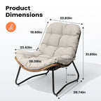 Fauteuil Papasan 2 pièces en rotin PE avec coussin pour intérieur et extérieur