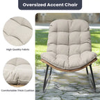 Fauteuil Papasan 2 pièces en rotin PE avec coussin pour intérieur et extérieur