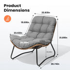 Fauteuil Papasan 2 pièces en rotin PE avec coussin pour intérieur et extérieur