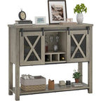 Coffee Bar Cabinet, Table Buffet Storage Cabinet with Wine Glass Rack