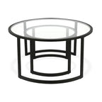 Lot de 2 tables basses gigognes rondes en verre et acier de 36 po – 36 x 36 x 18