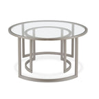 Lot de 2 tables basses gigognes rondes en verre et acier de 36 po – 36 x 36 x 18