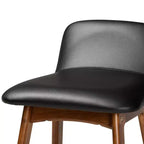 Baxton Studio Lot de 2 tabourets de bar Darrin en similicuir et bois noir/noyer/marron : siège ovale rembourré, hauteur fixe de 76 cm