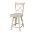 Charlotte Counter Height Barstool with Swivel and Auto Return Unfinished - International Concepts: Wood Frame, X-Back Design, Spot Clean