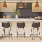 Poly & Bark Lot de 3 tabourets de bar Paxton de 61 cm de hauteur pour comptoir, marron : rembourrés, cadre en acier, design moderne