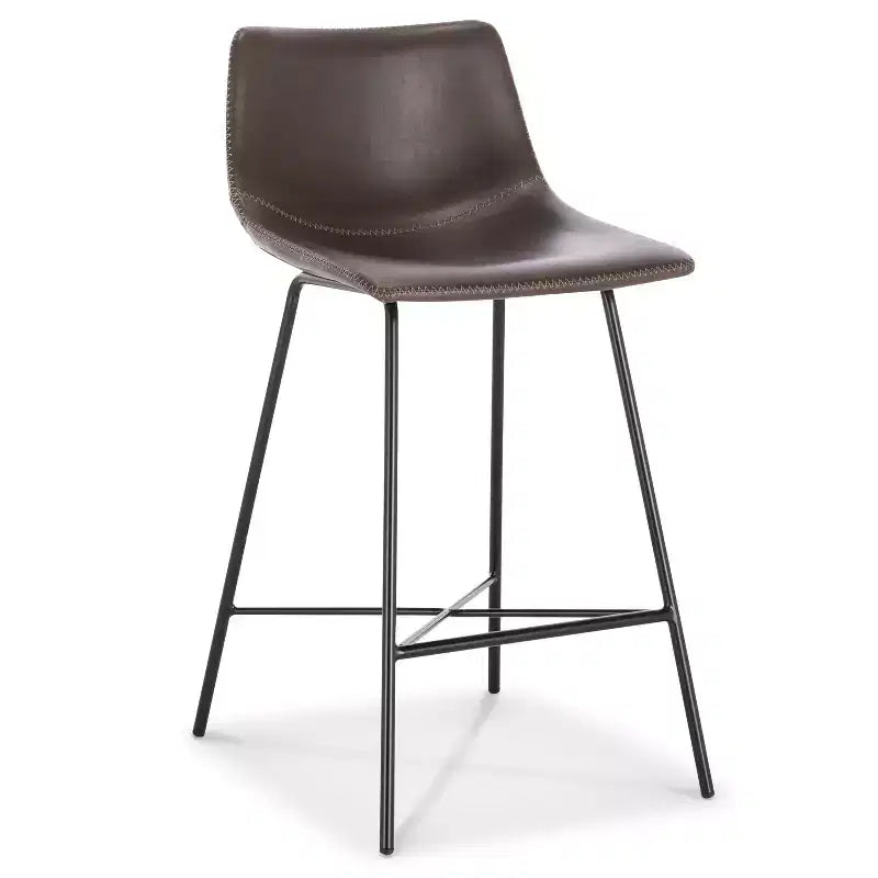 Poly & Bark Lot de 3 tabourets de bar Paxton de 61 cm de hauteur pour comptoir, marron : rembourrés, cadre en acier, design moderne