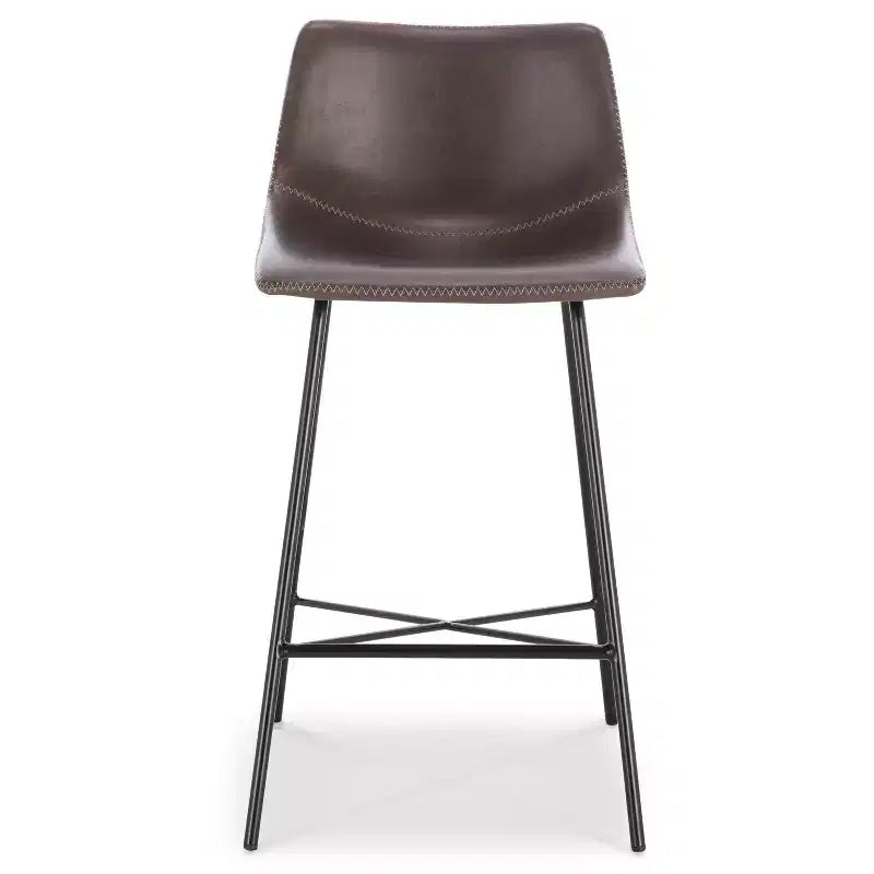 Poly & Bark Lot de 3 tabourets de bar Paxton de 61 cm de hauteur pour comptoir, marron : rembourrés, cadre en acier, design moderne