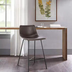 Poly & Bark Lot de 3 tabourets de bar Paxton de 61 cm de hauteur pour comptoir, marron : rembourrés, cadre en acier, design moderne