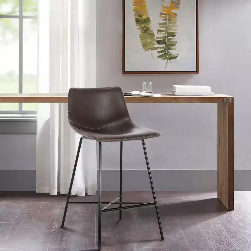 Poly & Bark Lot de 3 tabourets de bar Paxton de 61 cm de hauteur pour comptoir, marron : rembourrés, cadre en acier, design moderne