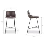 Poly & Bark Lot de 3 tabourets de bar Paxton de 61 cm de hauteur pour comptoir, marron : rembourrés, cadre en acier, design moderne
