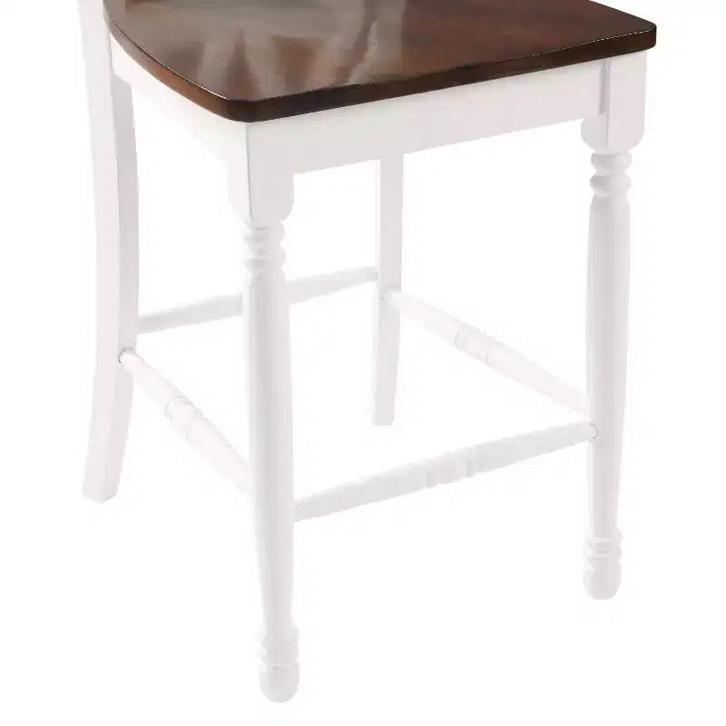 Lot de 2 tabourets de bar hauteur comptoir Shelby, blanc vieilli - Crosley : Structure en hévéa, sans revêtement, design traditionnel