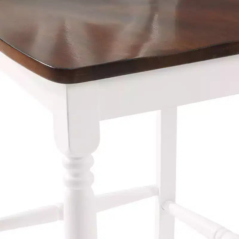Lot de 2 tabourets de bar hauteur comptoir Shelby, blanc vieilli - Crosley : Structure en hévéa, sans revêtement, design traditionnel