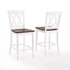 Lot de 2 tabourets de bar hauteur comptoir Shelby, blanc vieilli - Crosley : Structure en hévéa, sans revêtement, design traditionnel