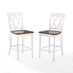 Lot de 2 tabourets de bar hauteur comptoir Shelby, blanc vieilli - Crosley : Structure en hévéa, sans revêtement, design traditionnel