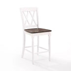 Lot de 2 tabourets de bar hauteur comptoir Shelby, blanc vieilli - Crosley : Structure en hévéa, sans revêtement, design traditionnel