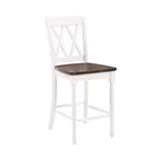 Lot de 2 tabourets de bar hauteur comptoir Shelby, blanc vieilli - Crosley : Structure en hévéa, sans revêtement, design traditionnel