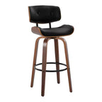 Lot de 2 tabourets de bar Lombardi Noyer/Noir - LumiSource : Hauteur fixe mi-siècle, capitonnés, assise 77,5 cm