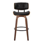 Lot de 2 tabourets de bar Lombardi Noyer/Noir - LumiSource : Hauteur fixe mi-siècle, capitonnés, assise 77,5 cm