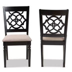 Lot de 2 chaises de salle à manger en tissu Renaud avec dossier ajouré – Baxton Studio : Bois de chêne, Rembourrage en mousse