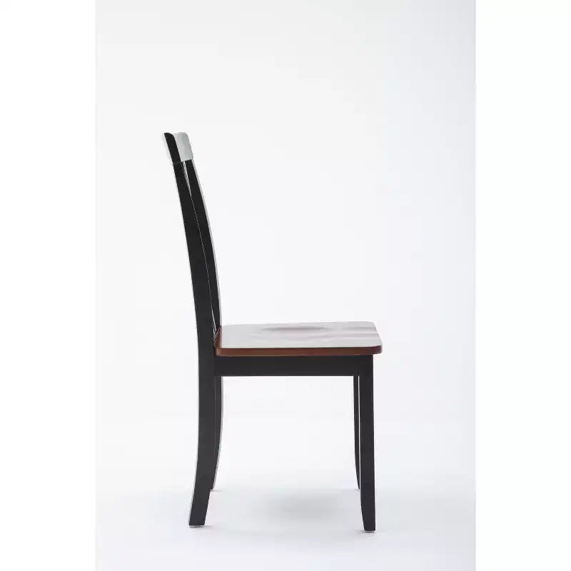 Chaises de salle à manger Bloomington noires et merisier (lot de 2) - Boraam : Bois d'hévéa massif, sans accoudoirs, capacité de 136 kg, dossier à lattes