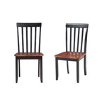 Chaises de salle à manger Bloomington noires et merisier (lot de 2) - Boraam : Bois d'hévéa massif, sans accoudoirs, capacité de 136 kg, dossier à lattes